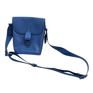 Coach Blue Crossbody Bag Leather Flap Messenger Modern Urban Adjustable Strap